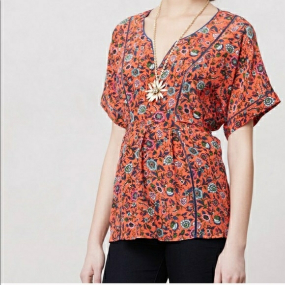 Anthropologie Maeve Kimono Silk Blouse